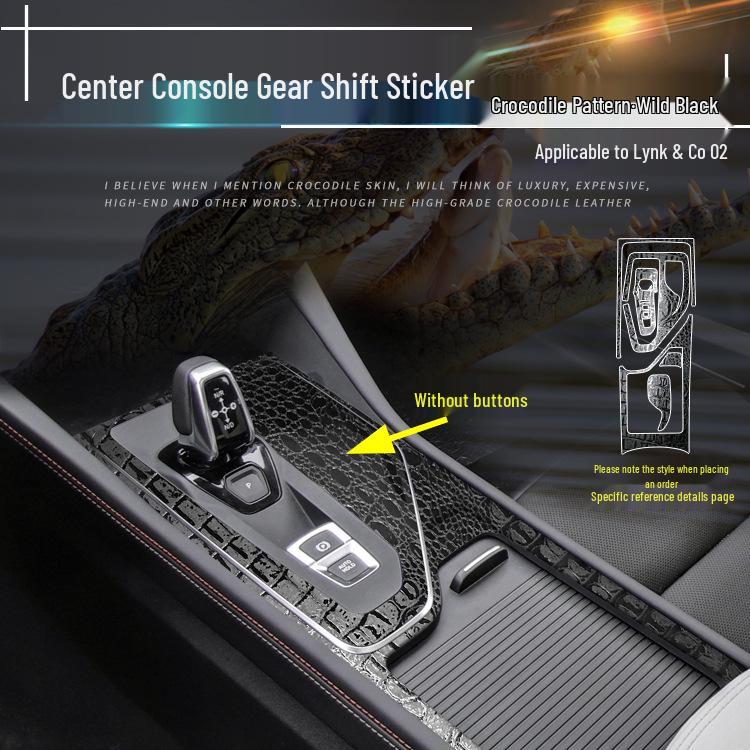 Crocodile Grain Film for Lynk & Co 01-06 Interior Gear Shift Decoration