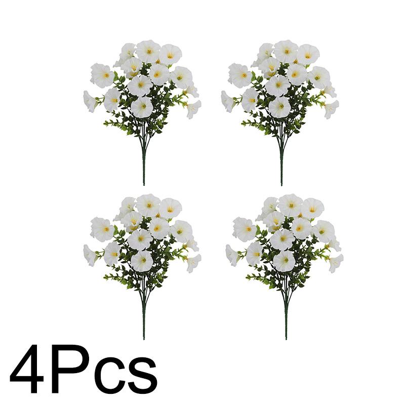 4 Bundles Artificial Flowers Outdoors Fake Flowers Realistic Bonsai Shrub Garden Home Decor Morning Glory Vibrant