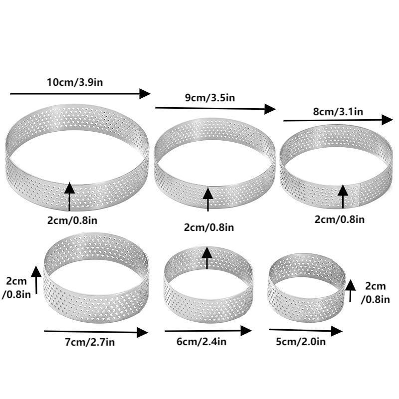 1Pc Stainless Steel Round Perforated Tart Ring With Hole Tart Bottom Tower Ring Fruit Pie Quiches Cake Ring Mousse Baking Mold