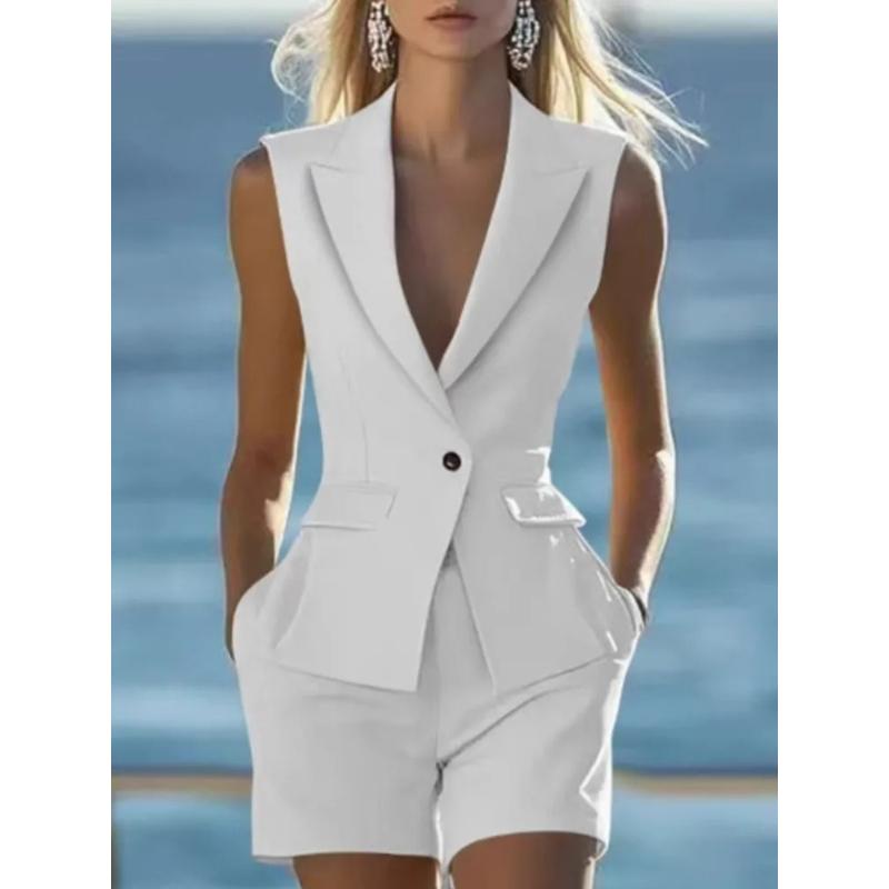 Eleganti sieviešu viengabala bezpiedurkņu uzvalka vestes