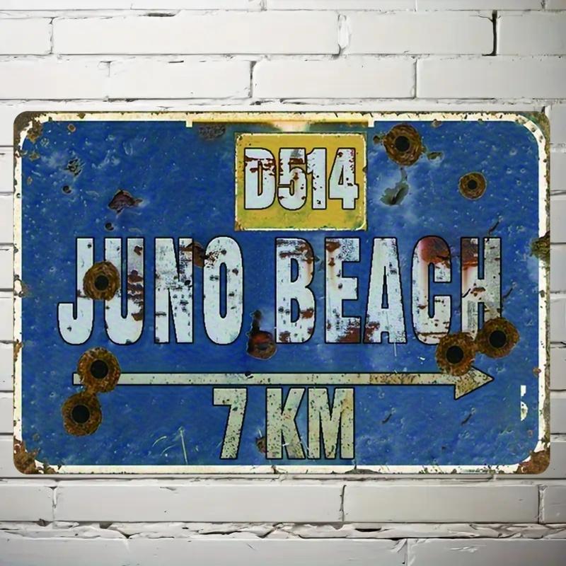 Inch DDay Normandy Omaha Beach Metal Sign Retro WWII  Plane Art Effect Iron Material Wall Hanging LaserFree and Batter 20x30cm