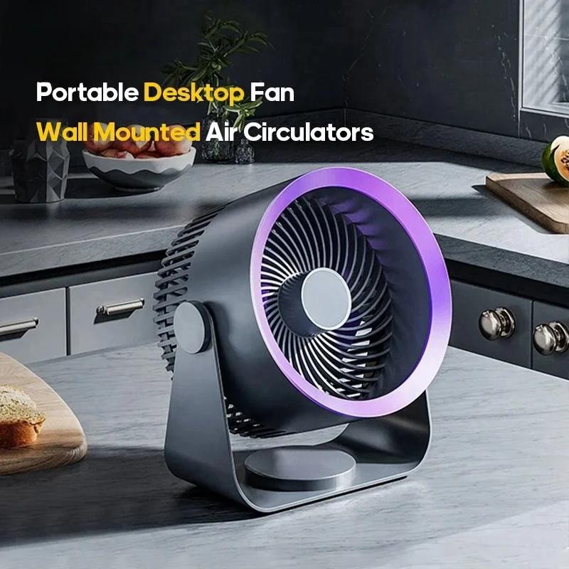 Cordless Electric Fan USB 4000mAh Wireless Portable Rechargeable Air Circulator Fan Desktop Wall Ceiling Air Cooler