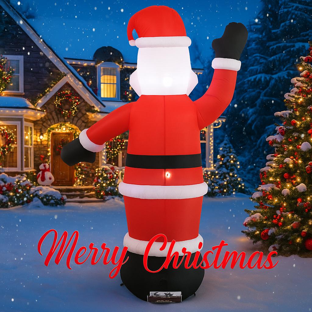 5.9FT Christmas Holiday Inflatable Yard Decor Classic Santa Claus Waving Arm LED Suitable Christma Toy Supplies Home Decor Gifts