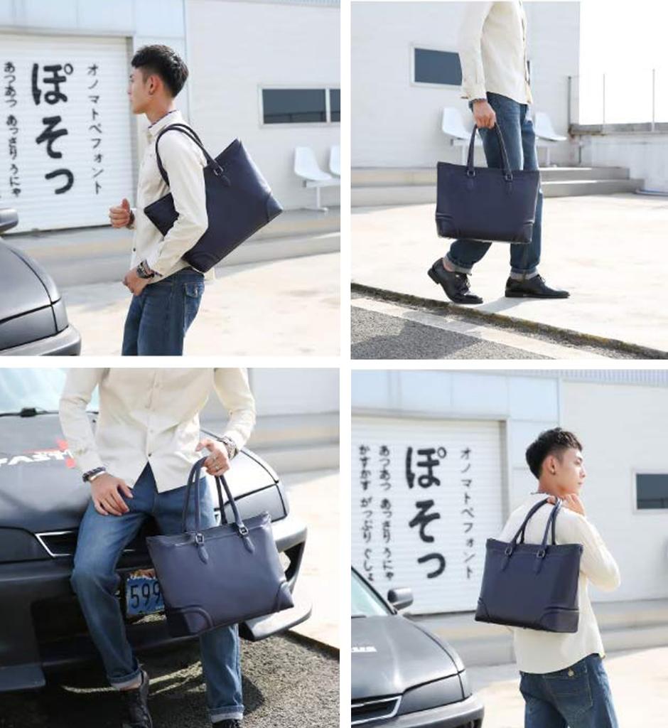 Kimura Handmade Men's Large Capacity Lychee-patterned Genuine Leather Tote Bag, Multi-functional, Zippered, Brand Name, Commuter Tote, Large