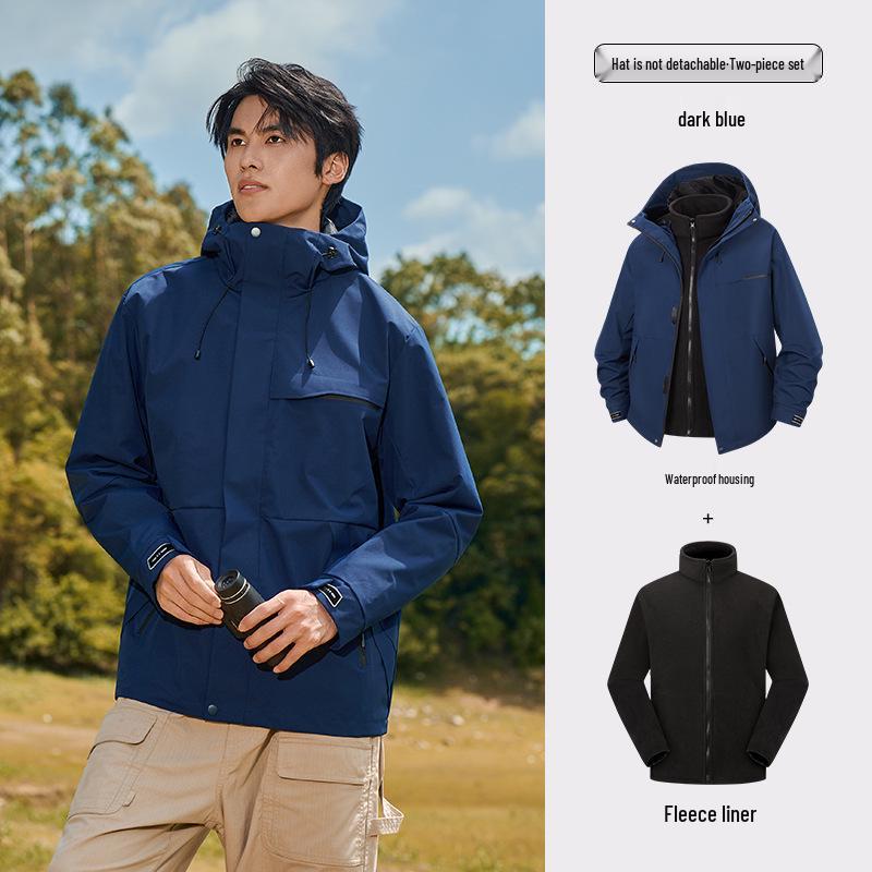 New Unisex Outdoor 3-in-1 Windproof Waterproof Mountaineering Jacket Set: Men's Warm Breathable Shell