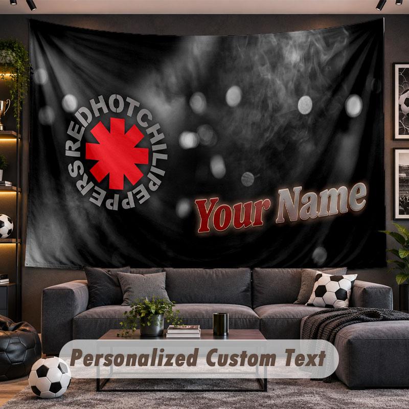 Wall Hanging Tapestry Custom NameRed Hot Chili Peppers Pattern Personalized Printed Fabric Wall Decor