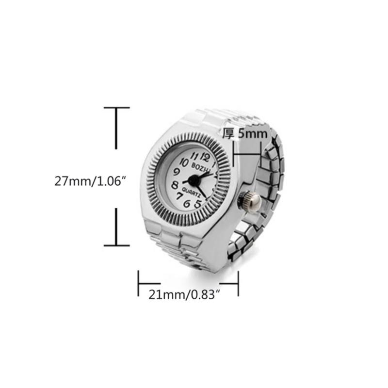 Vintage Punk Finger Watch Mini Elastic Strap Alloy Watches Couple Rings Jewelry Clock Retro Roman Watch Rings Women Men
