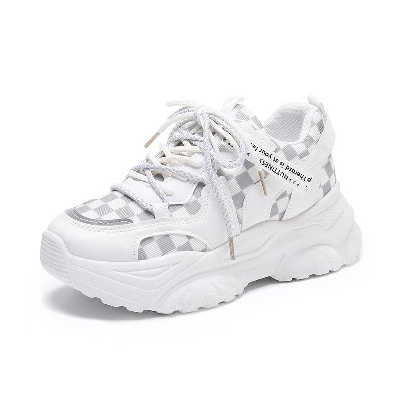 Dad Shoes Children's Autumn New Ins Trendy Versatile Platform Plaid Student Sports and Leisure Shoes