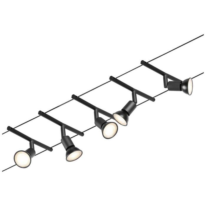 Système complet d'éclairage sur câble - PAULMANN - 94446 - Noir mat - Chrome - Intérieur