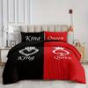 3-Piece Black And Red Crown Pattern Duvet Cover Set - Soft, Breathable, And Hypoallergenic Bedding For Bedroom And Guest Room