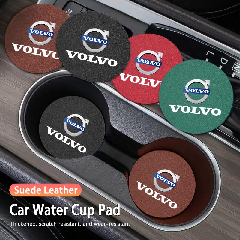 2Pcs Car Coaster Water Cup Mat Non-Slip Pad For Volvo C60 S60 V60 T6 R Design XC40 V40 XC V70 XC90 C30 SC60 190h V50 V90 S80 S90