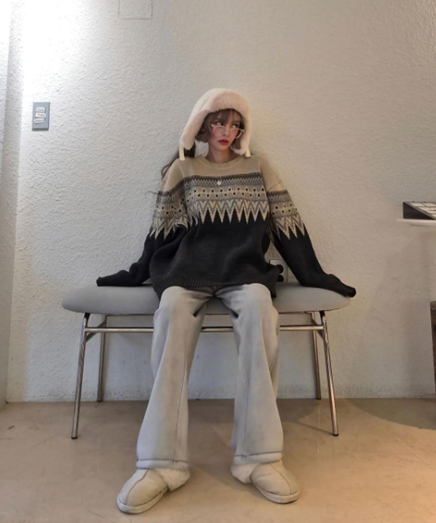POLYGRAM Nordic Fair Isle Oversized Round Knit - 3 Colors