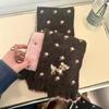 Ladies' Scarves Korean Cartoon Deer Floral Kawaii Sweet Versatile Cute Scarfs Thicked Warm High-Quality Cashmere Knitted Scarfs