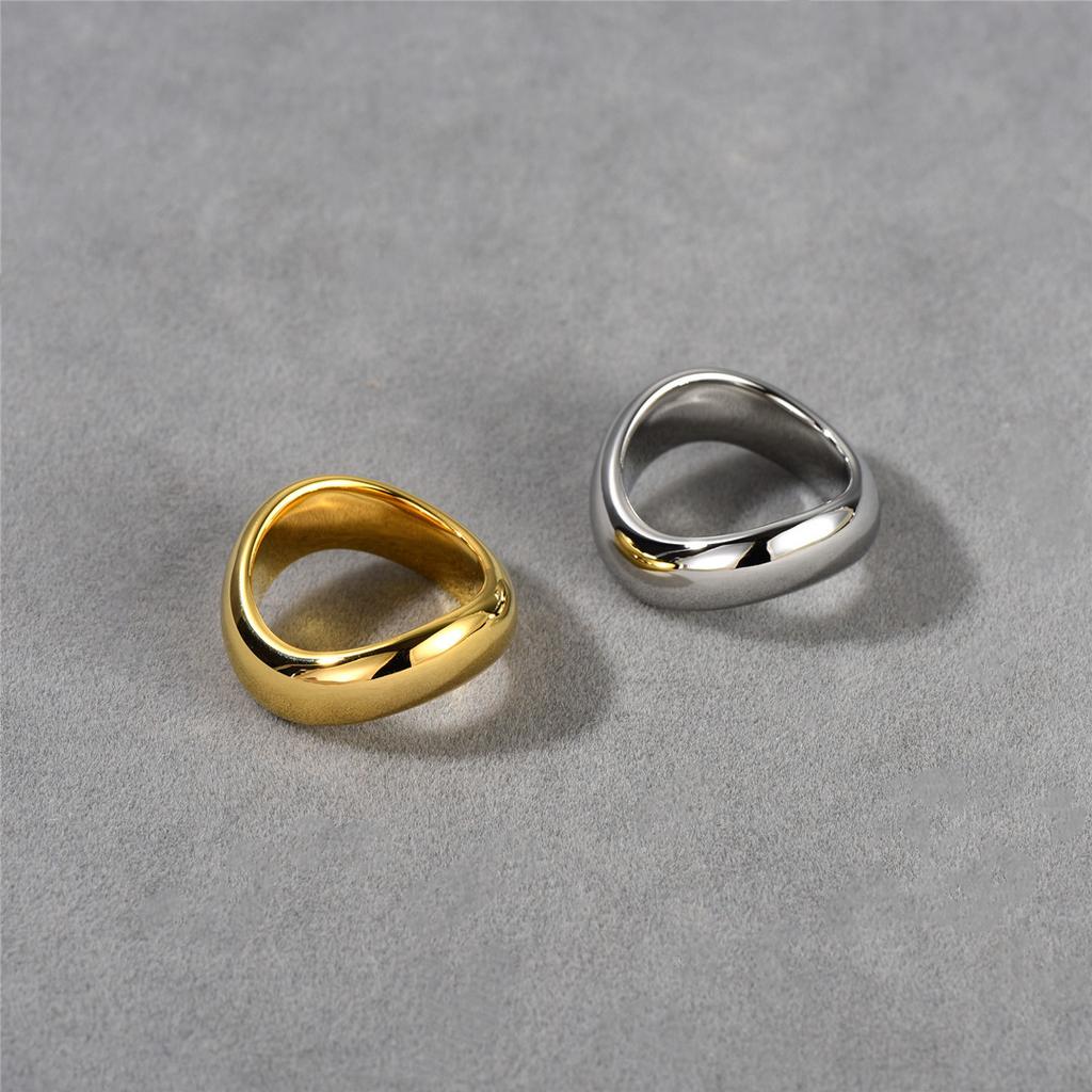 Personality Unique Wavy Copper Plated 18K Real Gold Ring Fashion Light Luxury Niche Design High-End Ring