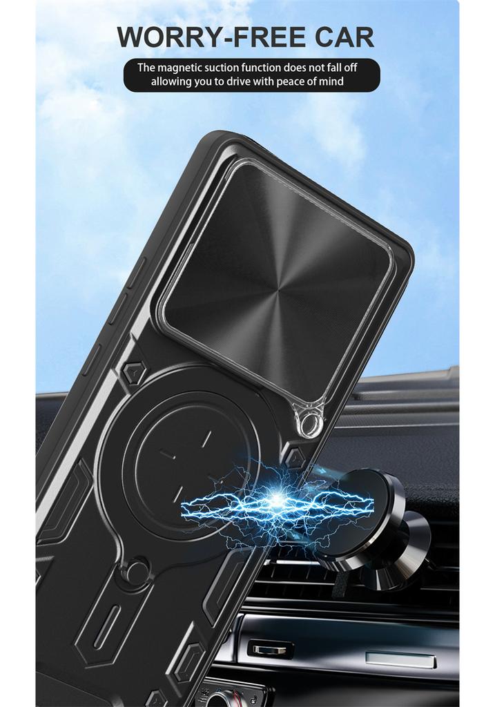 Magnetic Ring Stand Armor Funda for Xiaomi Poco F6 Pro Case Slide Camera Lens Cover for Poxo Poko Little F 6 Pro F6Pro Pocof6 5G