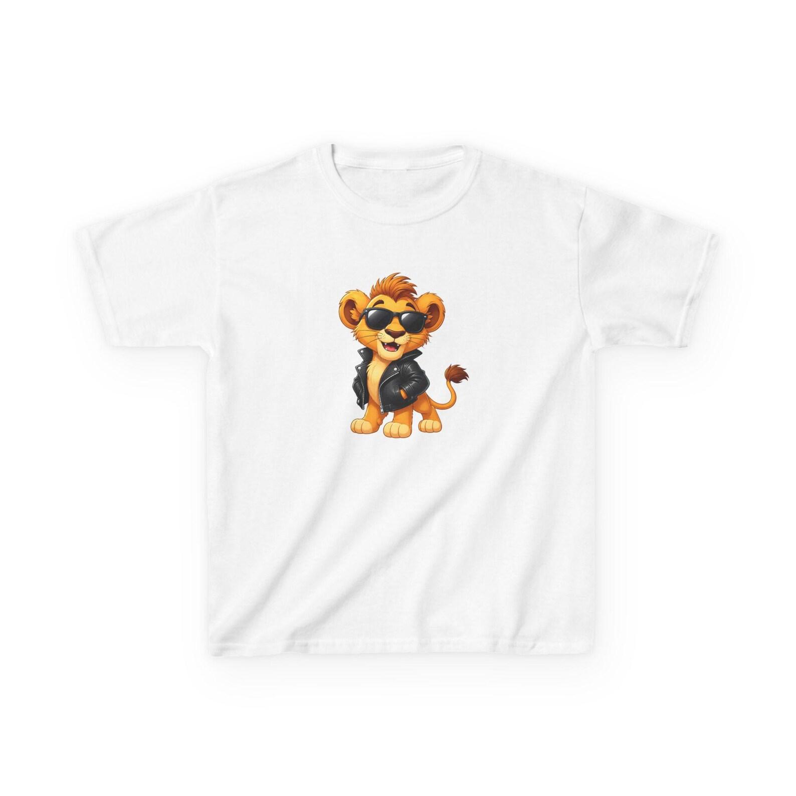 Cool Sunglasses Lion Kids Tee | Cartoon Lion Illustration 100