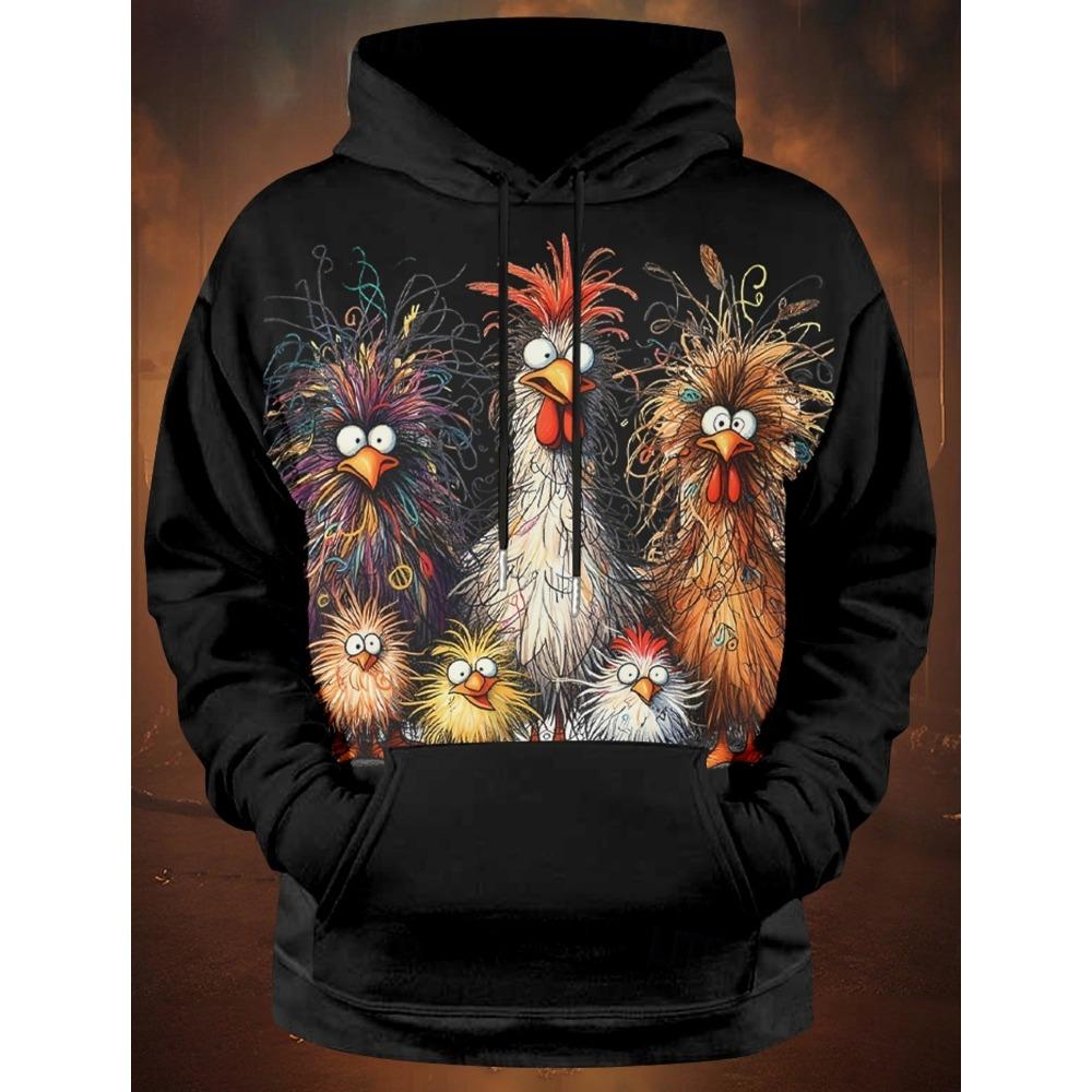 Lustiger Tier Hühner Print Unisex Hoodies Herbstmode Street Herren Sweatshirts Lässig Locker Herren Bekleidung Oberteile Hoodies