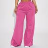 Women Casual Pants Solid Color Wide Leg Trousers with Pockets Elastic High Waist Hip Hop Style Long Pants