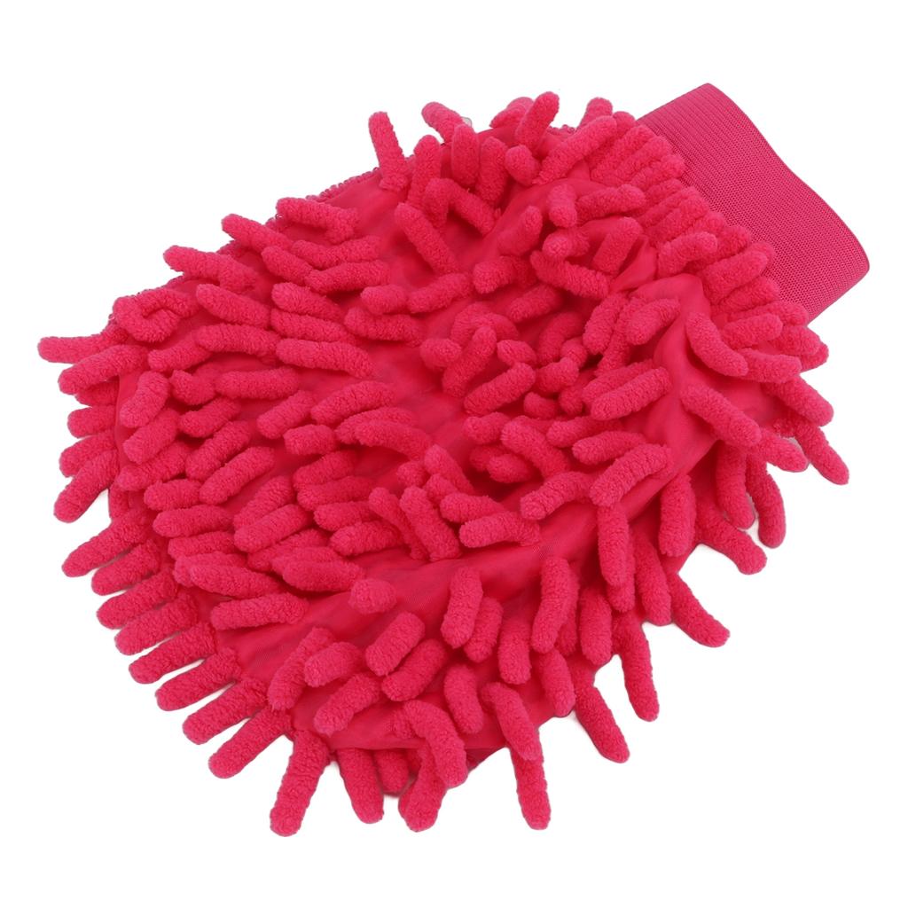 Car Wash Mitt Scratch Free Double Sided Chenille Pink Soft Washing Glove for Vehicle Cleaning
