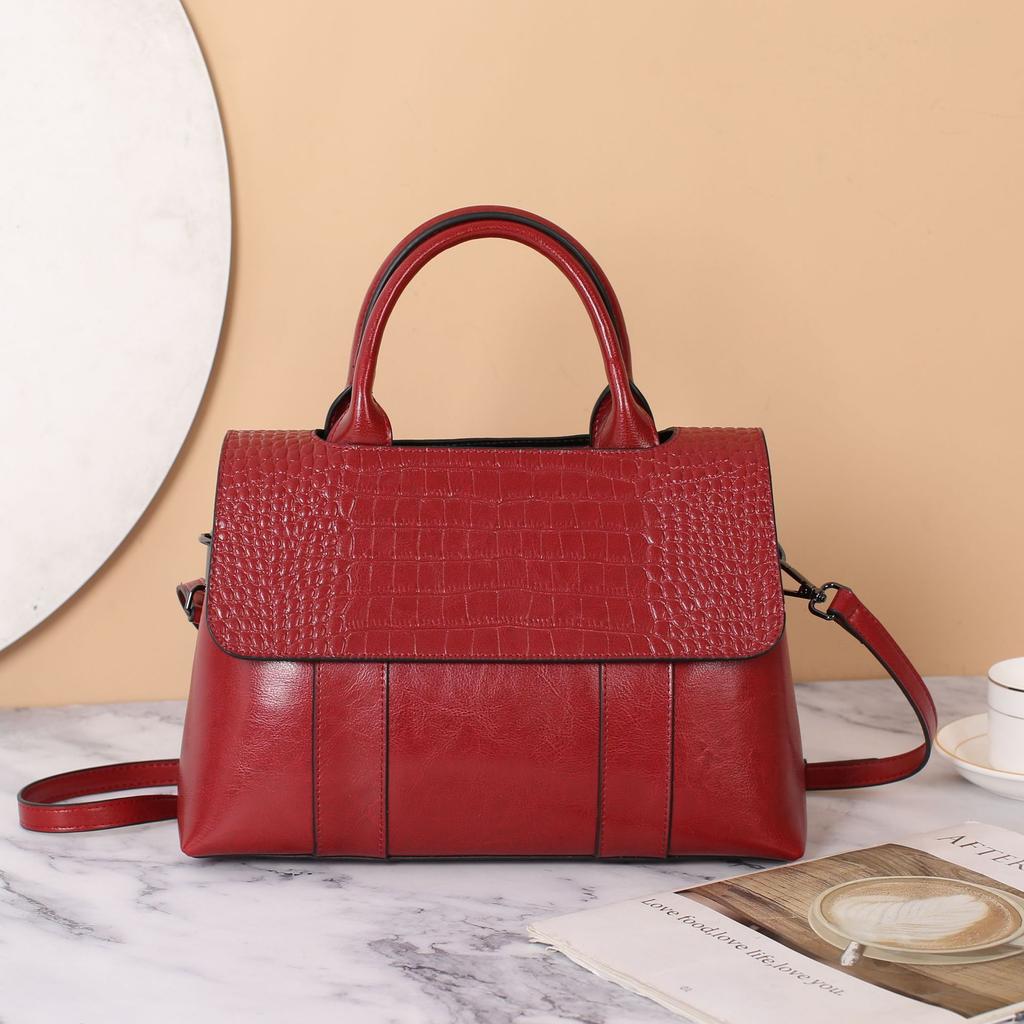 Fashionable Large Capacity and Quality Women's Handbag Versatile Crocodile Pattern Crossbody Bag