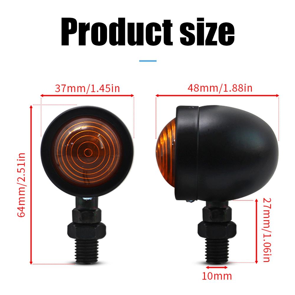 2Pcs Retro Motorbike Indicator Blinker Lights IP66 Waterproof Motorbike Blinker Indicator Lamp Amber Lens Motorcycle Accessories