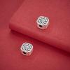 S999 Sterling Silver Retro Double-Sided Fu Spacer Bead for DIY Braided Rope Bracelet & Beaded Necklace Jewelry.
