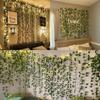 2 Meters LED Light String Artificial Green Leaf Vine Home Festival Wedding Bridal Garden Hanging Green Plants Party Decoration