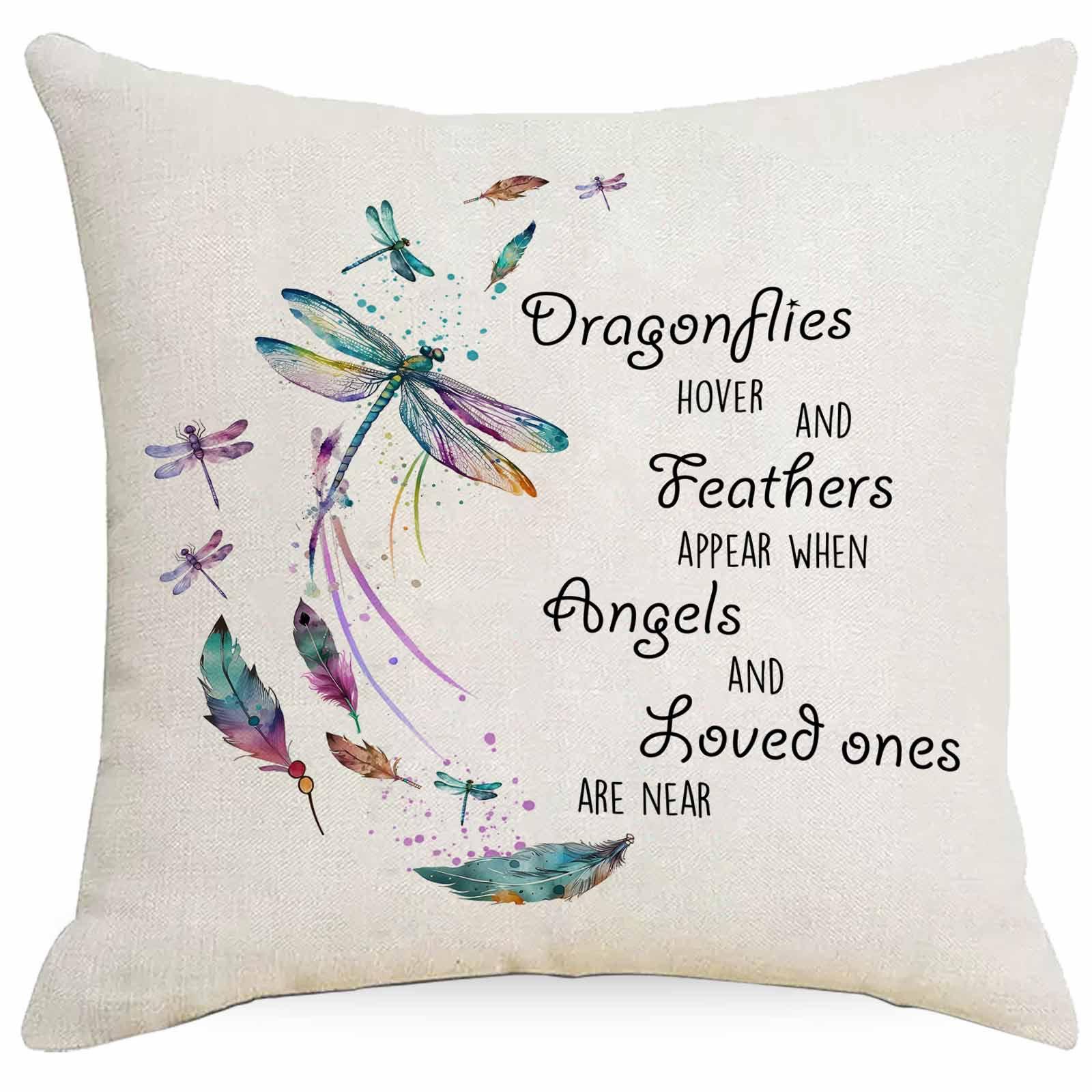 

New Summer Dragonfly Quotes Printed Pillowcase Home Sofa Cushion Cover 45 * 45Cm