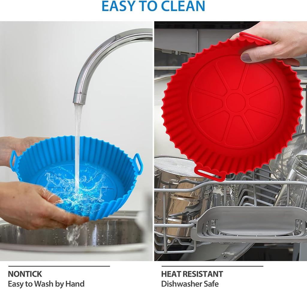 Airfryer Silicone Basket Reusable Baking Tray Silicone Mold for AirFryer Pizza Fried Chicken Basket Air Fryer Liners Accessories