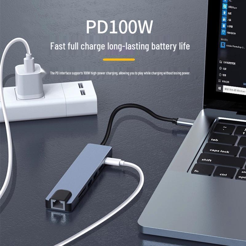 8-in-1 Type-C Multi-Port Hub with Ethernet & USB 3.0 Expansion Dock