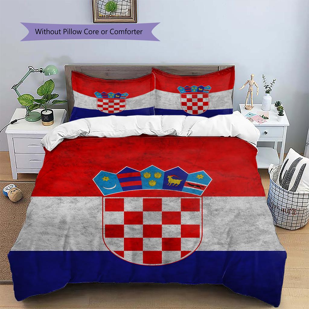 Hrvatski Nogometni Savez Pattern Bedding Quilt Set Home Decoration Gift (1 * Duvet Cover + 2 * Pillowcase Without Core)