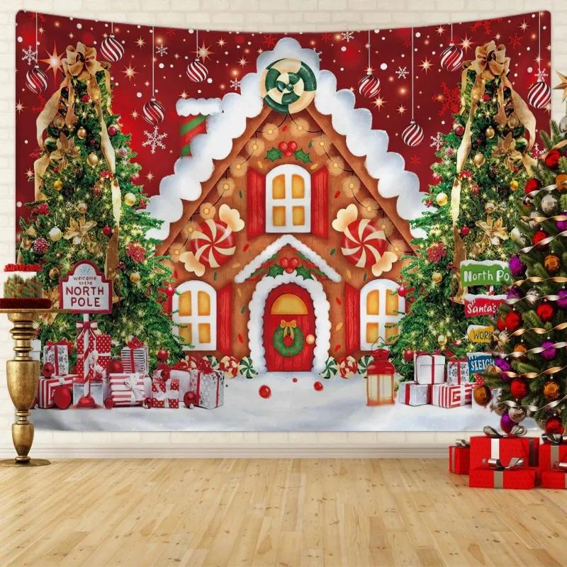 1pc Christmas Background Cloth, Christmas Ball Photography, Background Tapestry, Happy New Year, Family Party Decoration
