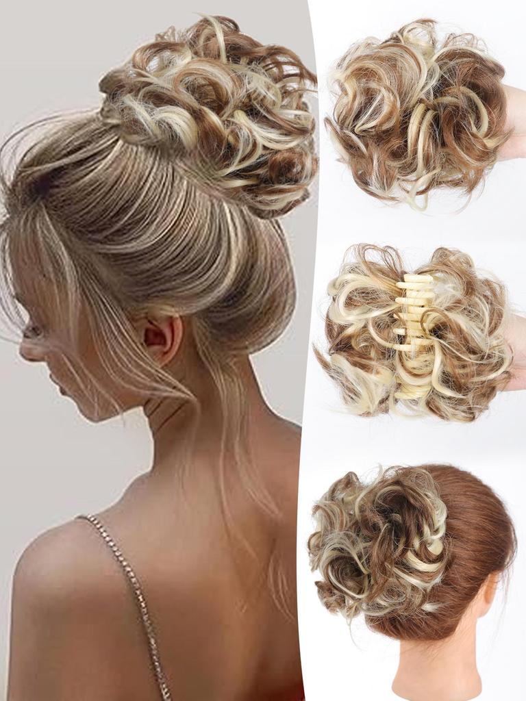 Syntetický drdol Rozcuchaný drdol Claw Claw Spona do vlasů Vlnité kudrnaté vlasy Drdol do culíku Prodlužovací příčesky pro ženy