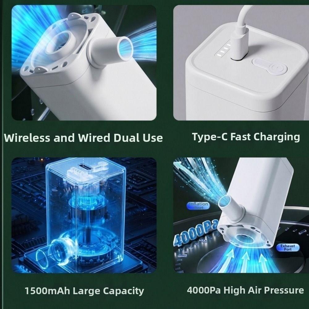 With 3 Nozzles Electric Air Pump Rechargeable Compression Bag Vacuum  Pump  Garden Patio Backyard
