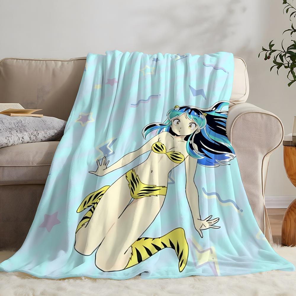 Anime Game Urusei Yatsura Throw Kid-Friendly Flannel Throw Blanket Soft Warm Anti-Static Washable All Season