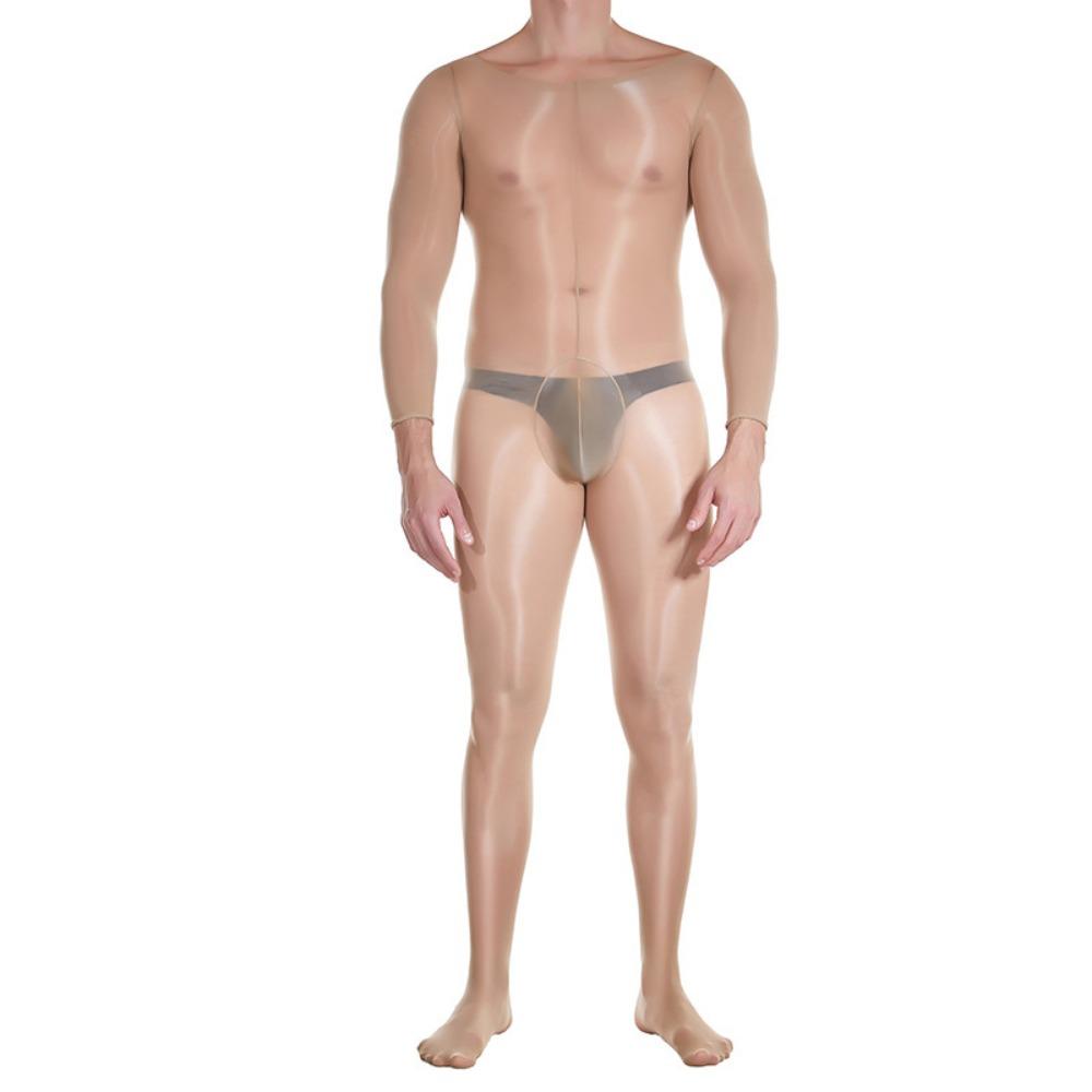 Qing Homer Oil Men's One-piece Stockings Bright Ultra-thin Sexy Jj Set Masturbation Plane Sex Bare Legs Tights