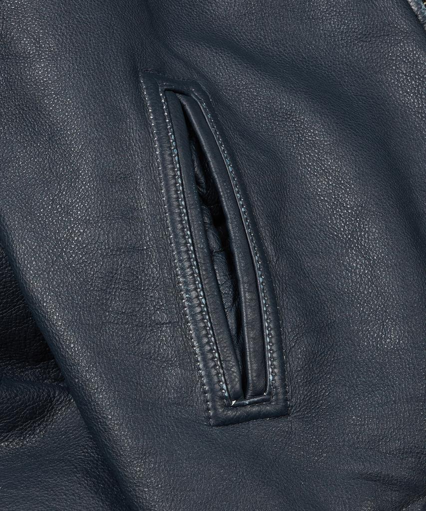 Frizmworks Destroyed Cowhide Leather Jacket _ Washed Navy