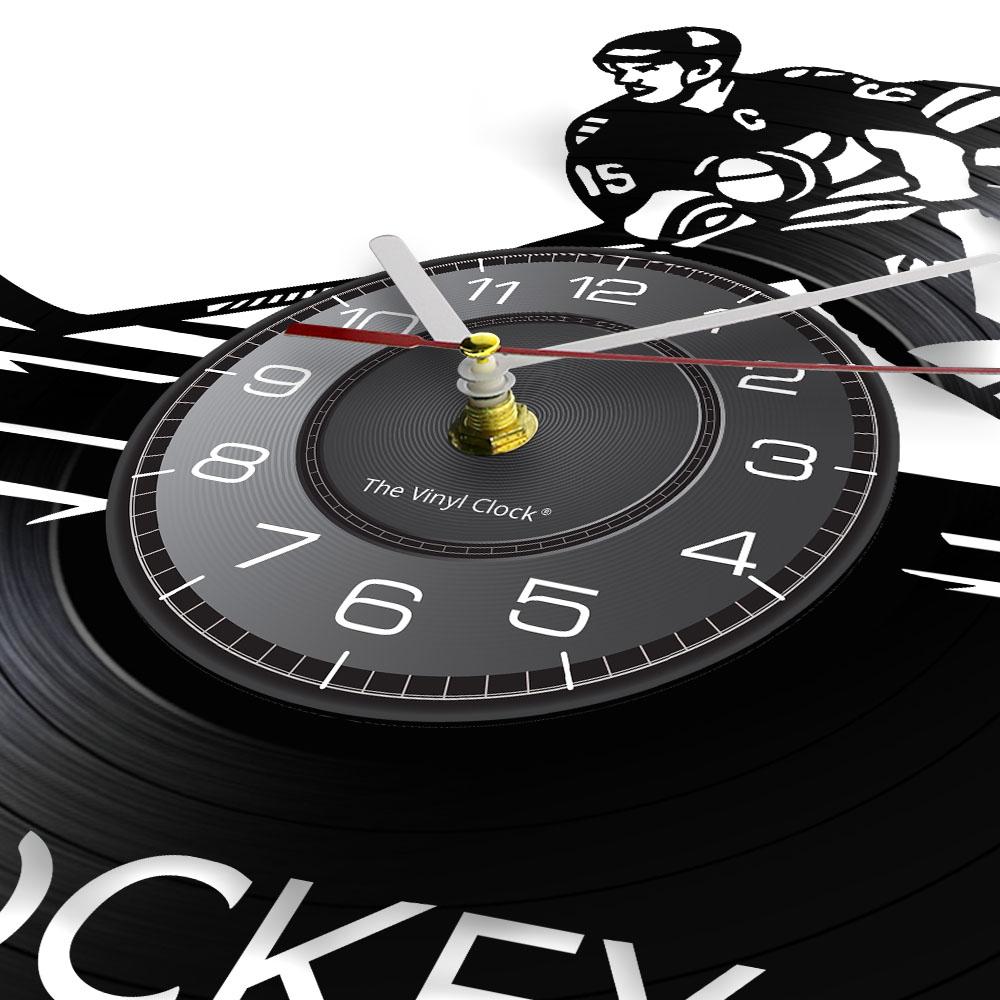 Hockey Wall Clock Hockey Player Silhouette Wall Art Home Decor Vinyl Record Wall Clock Vintage Hockey Fans Gift Handmade Artwork