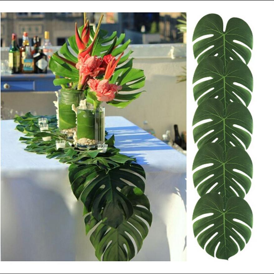 

12шт Тропические пальмовые листья Искусственный Гавайский пляж Домашняя вечеринка Украшение стола