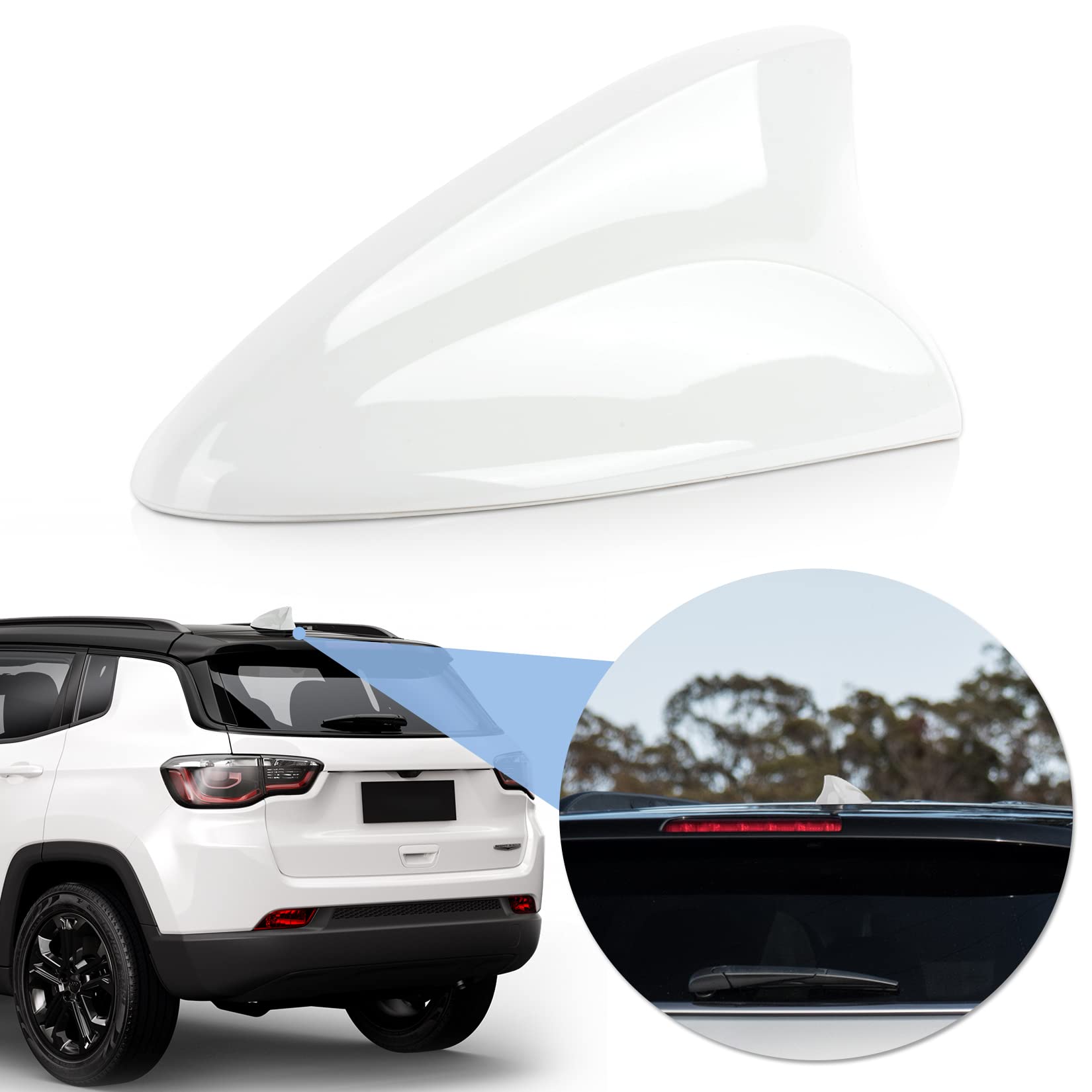 

Psler® Car FM AM Dolphin Radio Antenna Shark Fin Cover with Chip for Jeep белый