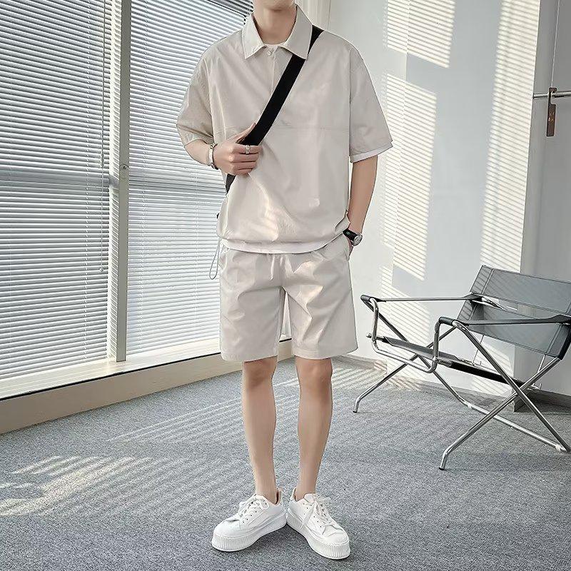 2023 Hong Kong Style Korean Boys' Sports Suit: Loose T-Shirt & Simple Five-Point Shorts