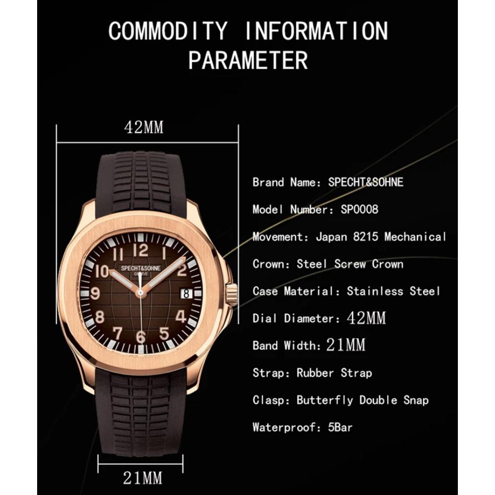 2025 Neue Specht&Sohne 40MM Automatische Mechanische Uhr für Herren Miyota 8215 Uhrwerk Saphirglas 5167 Sportarmbanduhr Dornschließe Faltschließe