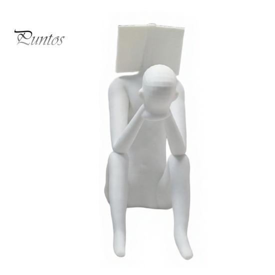Stable Phone Stand 3D Printed Reading Man Statue, Abstract Book Head Sculpture, One-piece Print Creative Desk Decor, Holder for Home Office