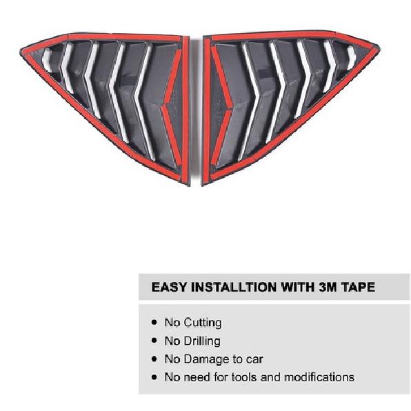 Gloss Black Rear Quarter Window louver Trim Cover Fits for Corvette C8 -25