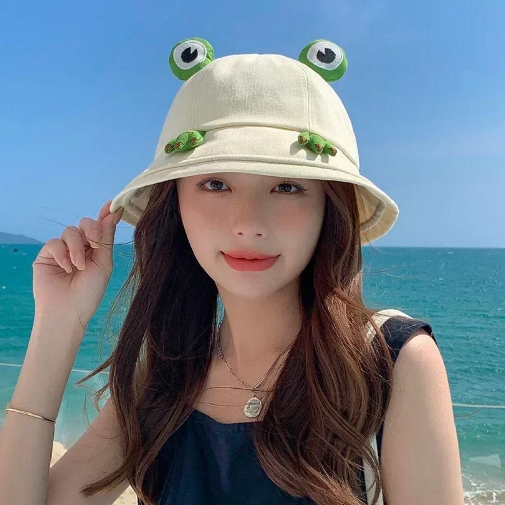 Sun Protection Sun Cap Breathable Cute Sun Visor Hat Fashion Frog Fisherman Hat Outdoor Activities