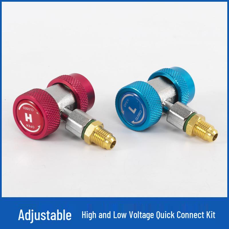 Car AC Refrigerant Refill Adapter Valve for R134a - Adjustable High/Low Pressure