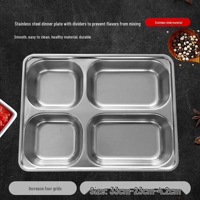 304 Stainless Steel Deep 4-Compartment Lunch Tray