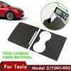 Couvercle de Console Centrale Pour Tesla Model 3 Y Panneau de Garniture d'Accoudoir de Commande Centrale Fibre de Carbone Véritable Accessoires d'Intérieur de Voiture -
