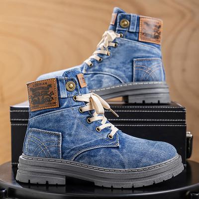 Men's High-top Denim Boots,Casual Sports Shoes, Trendy and Fashionable Men's Boots, Street Fashion Walking Boots and Men's Boots