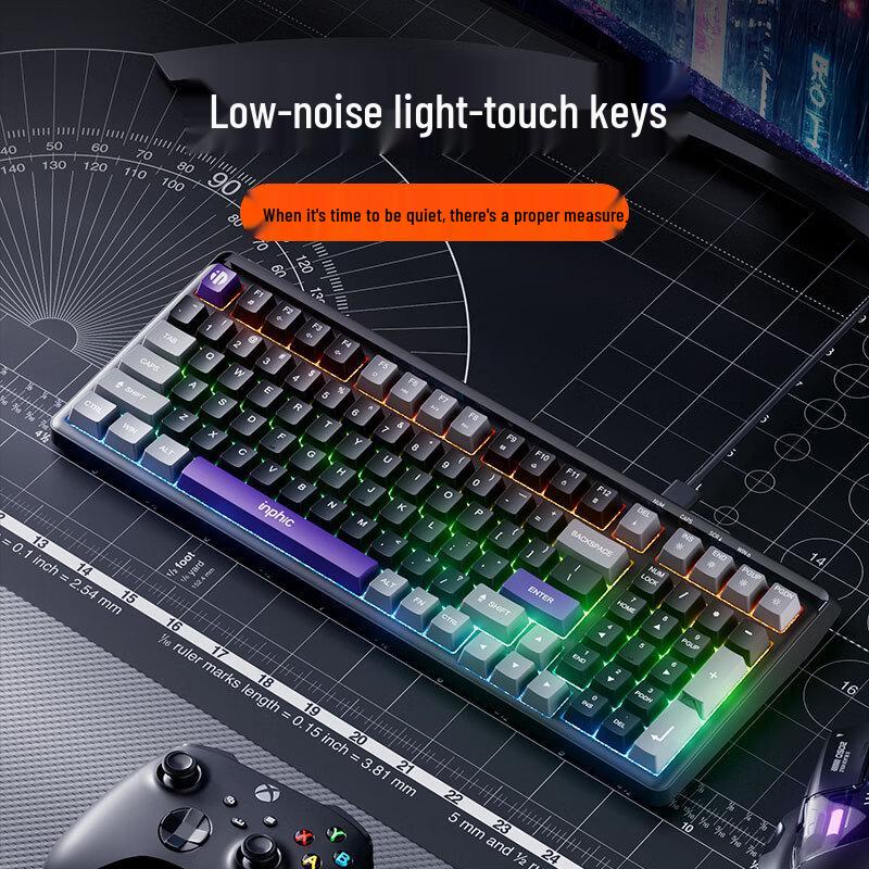 INPHIC V98PRO RGB Wired Membrane Gaming Keyboard with Control Knob